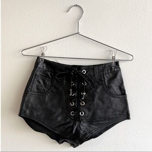 Lioness Faux Leather Lace Up Shorts